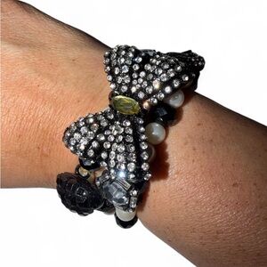 Betsey Johnson Black and White Bow Bracelet
